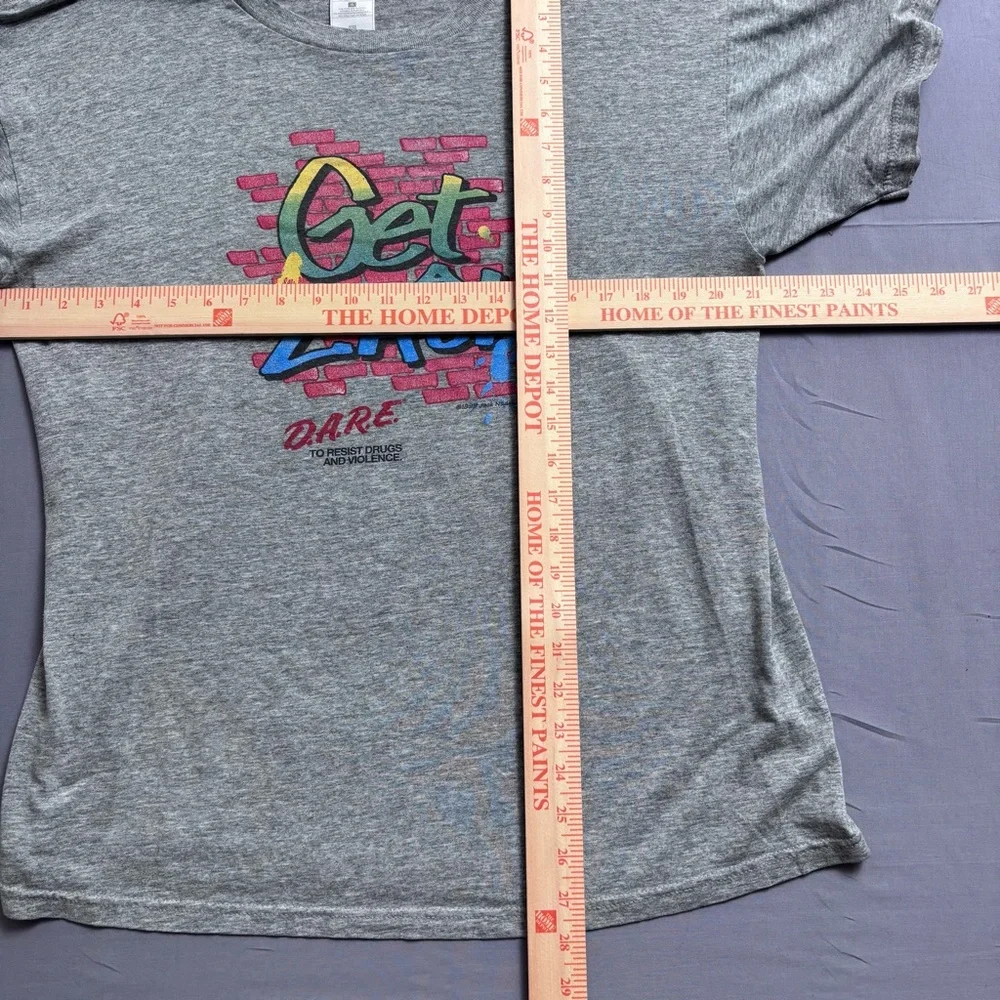 Vintage 90's DARE Get A Life‎ Graffiti Style Gray Shirt Size Large Made In USA